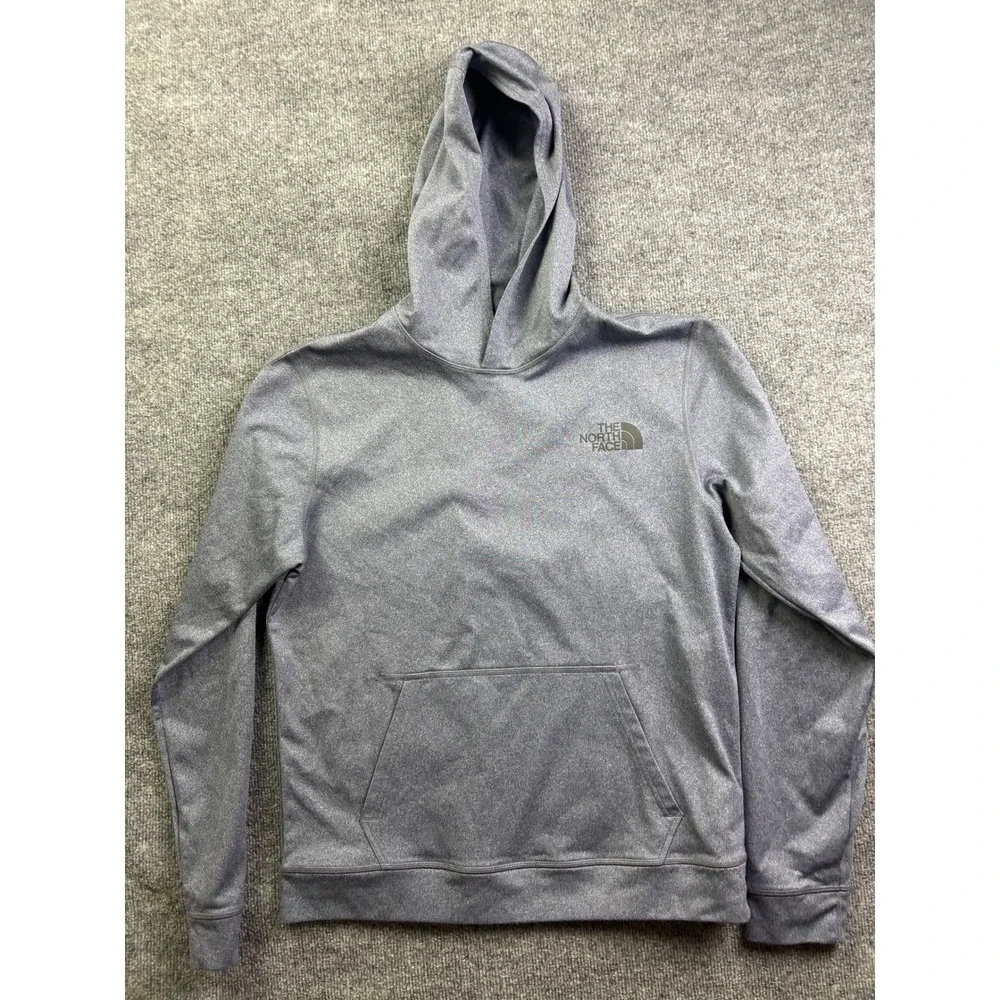 The North Face Hoodie Mens M Blue Gray Heathered Performance Fleece‎ Pullover